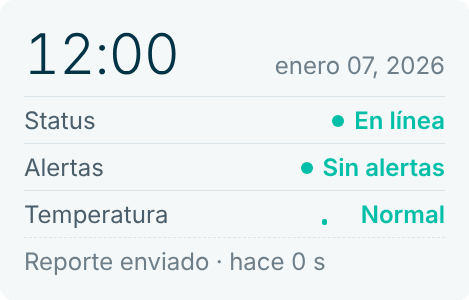 Terminal en línea reportando su estatus